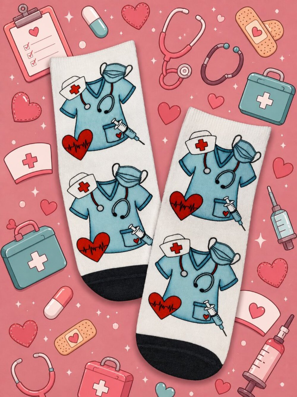 Adult Dress Ankle Socks Nurses Love